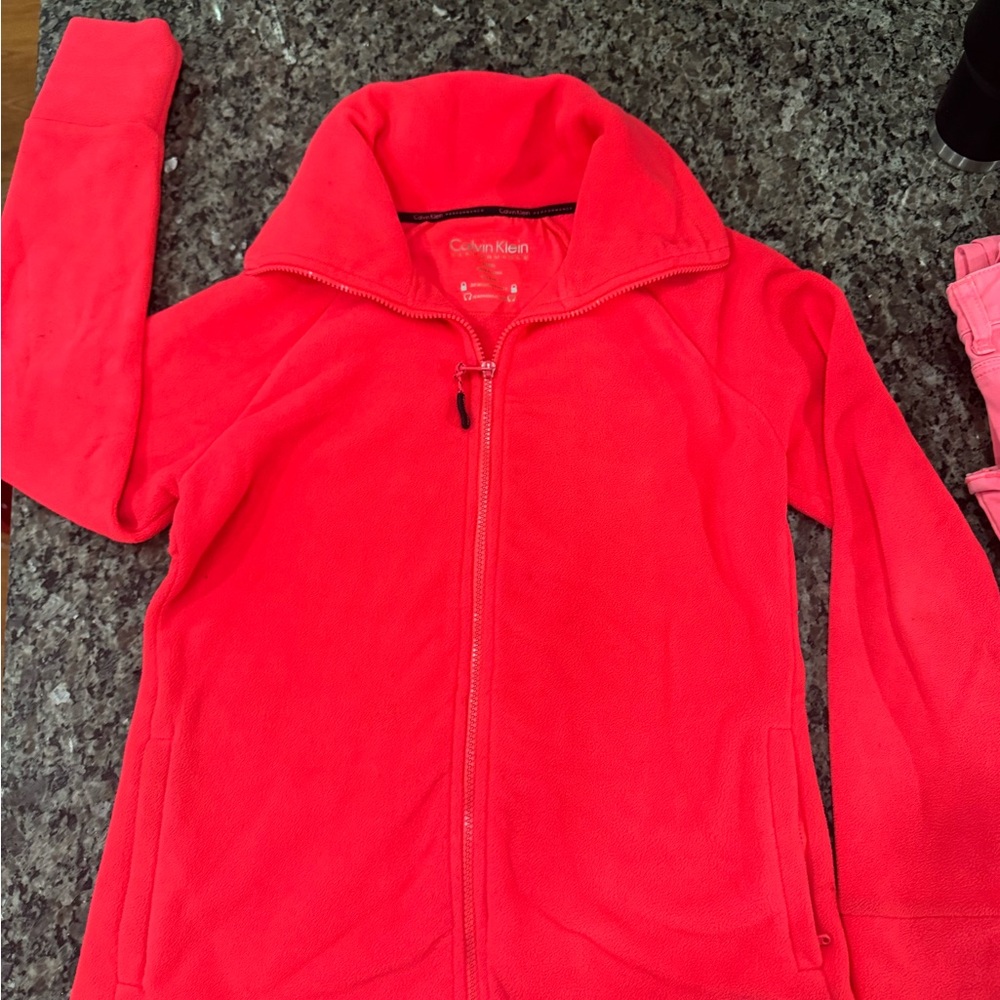 Calvin Klein Women's Neon Pink Zip-Up Hoodie